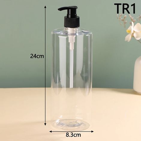 (1 Transparent) Distributeur de savon liquide mural de douche 1000 ml pour shampoing, après-shampoing, lotion, liquide vaisselle. Flacon transparent. (1/5)