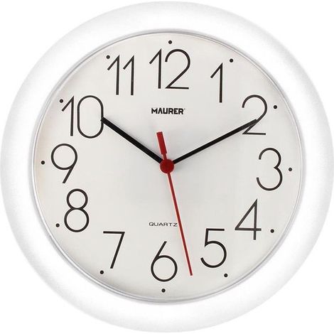 Horloge murale design blanc, diamètre 25 cm, pièce unique pour décoration intérieure salon, chambre ou bureau (1/4)
