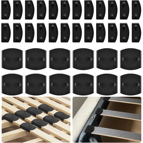 24 Piece Slat End Cap, 12 Pieces Slatted Base Central Base, Universal Black Slat Caps, Easy Installation, Replacement Bed Slatted Brackets for Single Double Bed (1/5)