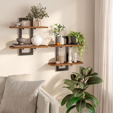 Schwebendes Wandregal, 2er-Set 38 cm Wandregale, zweistufiges Wand-Aufbewahrungsregal zur Wandmontage für Badezimmer, Schlafzimmer und Küche