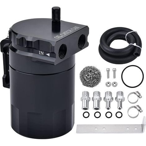 Baffle Oil Catch Can, Oil Separator Catch Can 300ml Universal Aluminium Black (1/5)
