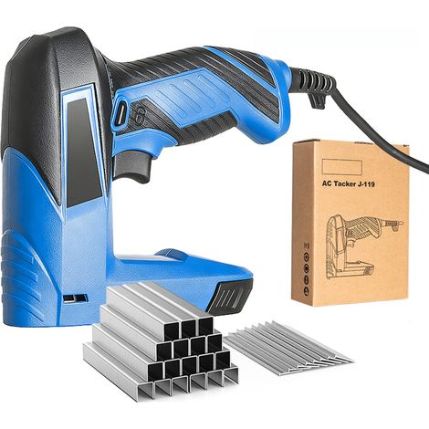 Agrafeuse électrique 2 en 1 avec cloueuse à pointes et 2000 attaches et clous, outil d'agrafage pour le travail du bois, le rembourrage, la menuiserie et les loisirs créatifs.
