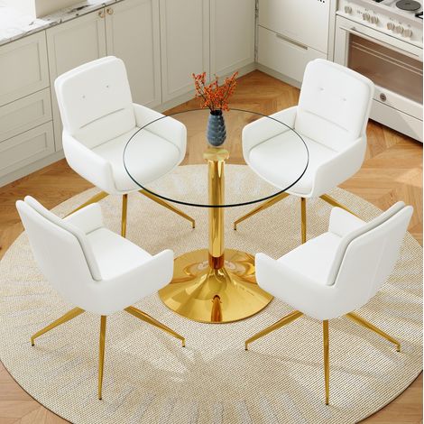 Set tavolo sedie rotondo in vetro con 4 sedie OKMYHOME (1/5)