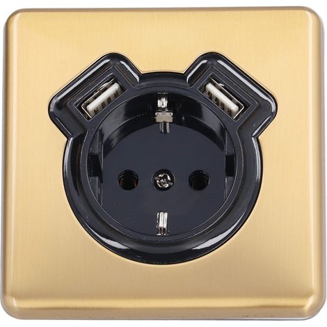 Prise murale européenne rétro en bronze ignifugé avec double port USB pour chambre et cuisine 250 V (1/5)