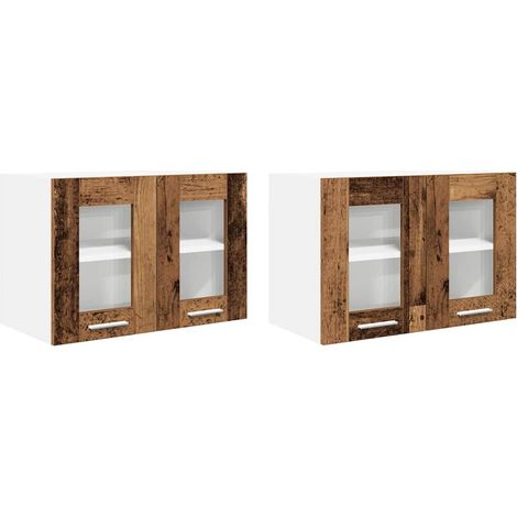 Mueble colgante con puerta 2 pcs Madera vieja 60 x 31 x 40 cm vidaXL