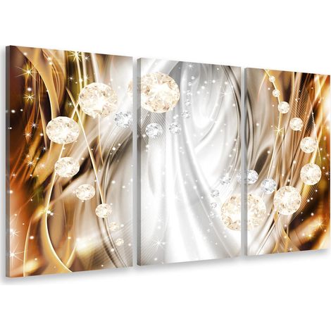 Tableau triptyque graphique diamants dans la lumière - 90x60 cm Toile imprimée (1/5)