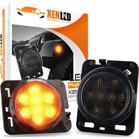 Clignotants latéraux LED Jeep Wrangler JK JKU Rubicon Unlimited (2007 à 2018) - Version Fumée - Répétiteur CANBUS (1/5)