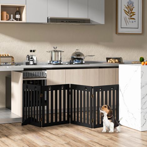 Barrière en Bois pour Chiens Panneaux Flexibles 60cm Marron CW79470 (1/3)