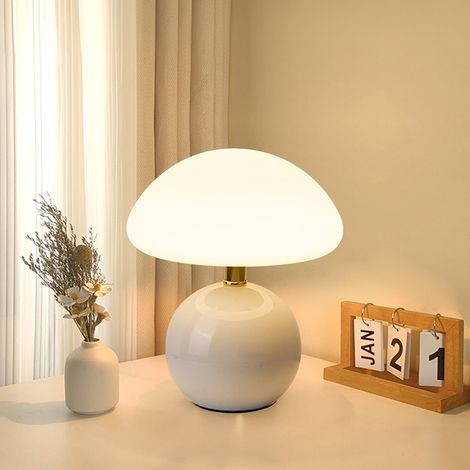Lampe de table filaire en forme de champignon, lampe de chevet USB, veilleuse à intensité variable, 3 températures de couleur, blanc (1/5)