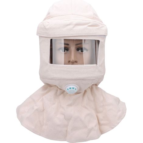 Cagoule de sablage robuste en toile anti-poussière et ventilée, idéale pour la peinture, la découpe de pierre, la décoration et le meulage. (1/5)