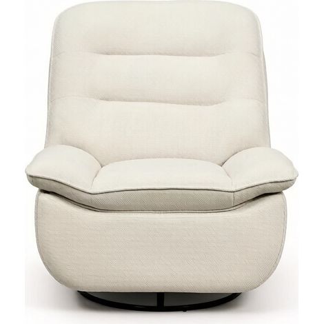 Sillón relax giratorio y balancín con reposapiés de tela efecto lino beige 95 x 49,5 x 106 cm HOMVRA (1/5)