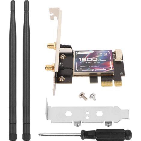Carte WiFi 6 AX1800 PCIe avec Bluetooth 5.2, Double Antenne 6dBi pour Réseau Ultra Rapide et Faible Latence (1/5)