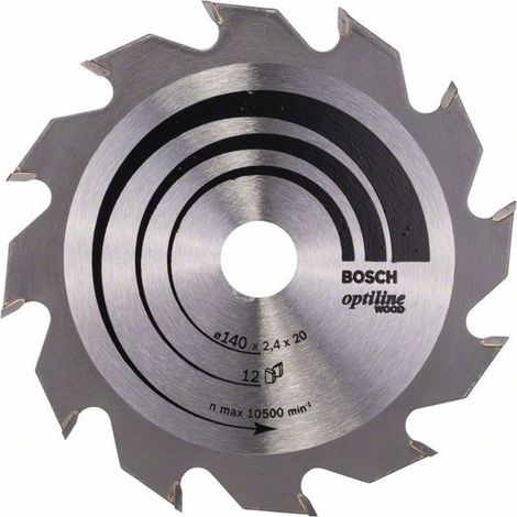 Bosch Kreissägeblatt Optiline Wood für Handkreissägen, 140 x 20/12,7 x 2,4 mm, 12