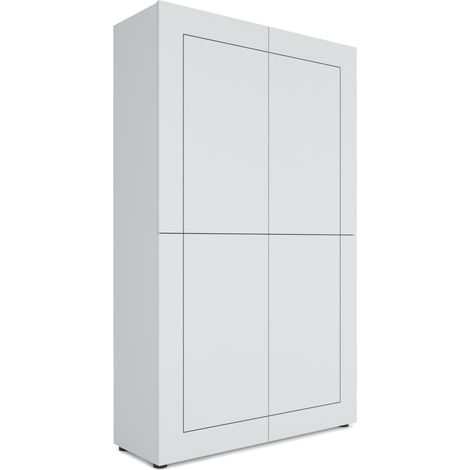 Credenza alta 4 ante 100x35x165 cm Elios bianco lucido