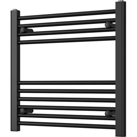 Zennor - Black Heated Towel Rail - H600mm x W600mm - Straight (1/3)