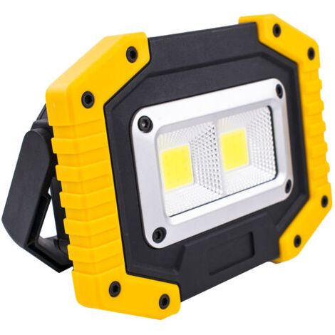 Projecteur de Chantier, LED Lampe de Travail Rechargeable par USB Super clair Étanche IP65 Lampe de Chantier Avec Support pour Le Camping, La Pêche, l'atelier, le Chantier（Sans batterie）