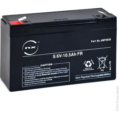 NX - Batterie plomb AGM NX 10-6 General Purpose FR 6V 10Ah F6.35 (1/5)