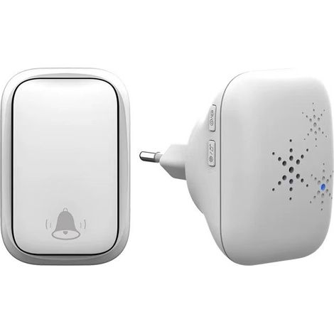 Sonnette Sans Fil - Sonnette Porte Autonome Sans Batterie - Portée 150 M - 38 Mélodies - 4 Niveaux Volume - Étanche - Blanc (1/5)