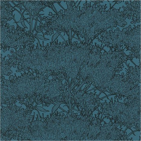 Nature wallpaper wall Profhome 369726 non-woven wallpaper slightly textured with graphical pattern matt blue black 5.33 m2 (57 ft2) (1/5)