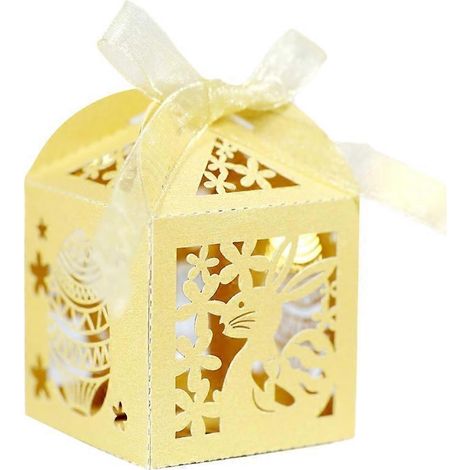 50 Stück Osterhasen-Schachteln, Pralinen-Geschenkboxen für Hochzeiten mit Schleifen, Gastgeschenke für Geburtstage, Babypartys, Taufen, Partys.