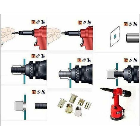 Écrou À Rivet - Insert Fileté En Acier Au Carbone Plaqué Zinc - Pour Acier Plastique Fibre De Verre - M3 M4 M5 M6 M8 M10 M12 - 166 Pièces (1/4)