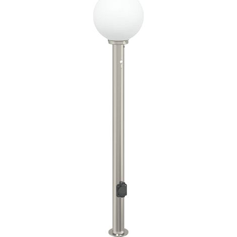 Baliza luminosa con sensor y toma de corriente, 120 cm, acero inoxidable, IP44 vidaXL