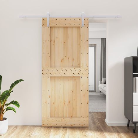 Puerta corredera con herrajes madera maciza de pino 90x210 cm vidaXL (1/5)