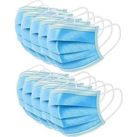 Universel 50 pièces jetables visage adulte couleur unie 3 plis anti-poussière extérieur tissu visage couvrant masques