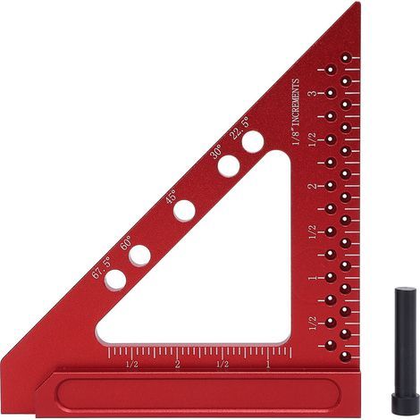 Règle de traçage de trou de Triangle d'alliage d'aluminium carré de charpentier pour le travail du bois de bureau d'atelier de classe (1/5)