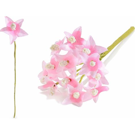 Fiorellini rosa pick artificiali in stoffa, set da 192 pezzi, Ø 2,5 cm x 13 H