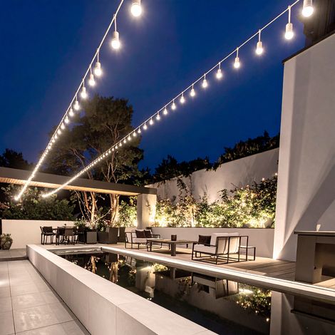 Set Girlande Waterproof 5.5m Weiss+ 8 LED-Glühbirnen E27 G45 3W Farbig Weiß (1/5)