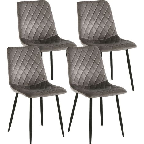 Set 4 Sedie 44x50x88 cm in Velluto Grigio (1/4)
