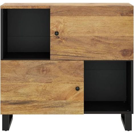 Buffet Bas de Cuisine en Bois de Manguier Massif, Meuble Rangement 2 Portes 80x33x75 cm, Enfilade Moderne pour Salon et Salle à Manger (1/5)