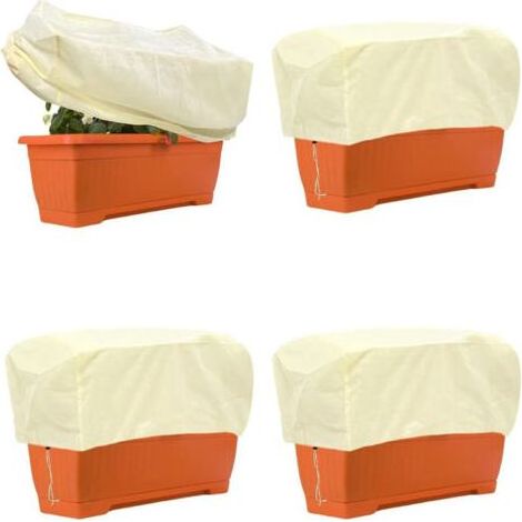 4Pcs Rectangular Planter Box Protector housses protection contre gel pour plantes hiver, couvertures rectangulaires plantes hiver, couvertures antigel plantes d'extérieur avec cordon(1004045cm (1/5)