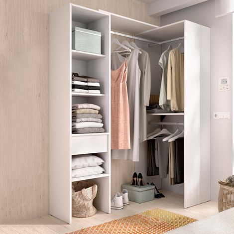 Dmora - Gran Armario Ewiniar, Muebles de dormitorio, Vestidor, Armario de ropa, 98x42 h187 cm, Blanco (1/5)