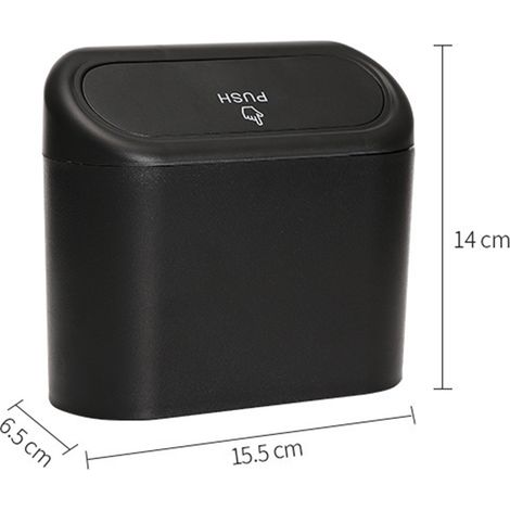 Poubelle Voiture Pliable Sac à Déchets Auto Portable Étanche Corbeille Véhicule avec Couvercle Poussoir pour Auto Bureau Maison (1/5)