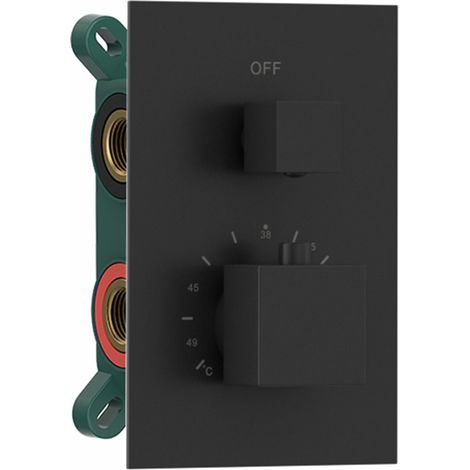 Sapho - Mitigeur thermostatique encastré, boîtier, 2 sorties, noir mat 1102-32B (1/2)