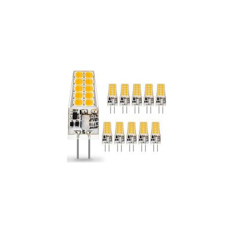LED, 3 W (entspricht einer 30-W-Halogenlampe), G4-LED-Lampen, warmweiß (3000 K), 300 lm, nicht dimmbar, 12 V AC/DC, 360° Abstrahlwinkel, 10 Stück (1/5)