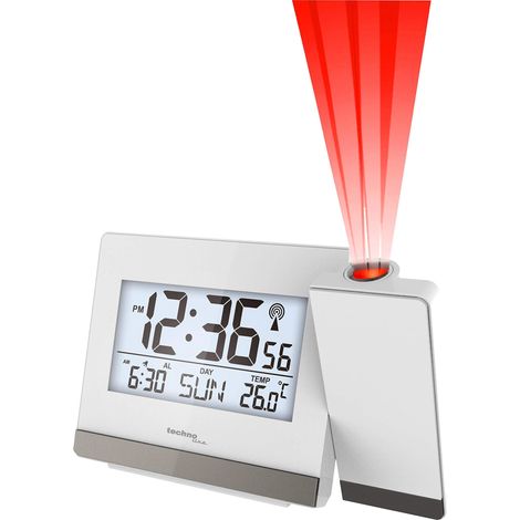 Technoline WT538w - Sveglia radio per proiezione, 15 cm x 9 cm x 1,5 cm, colore: Bianco