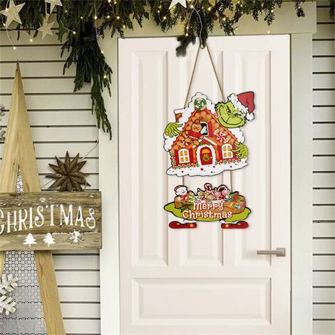 Plaque De Bienvenue - En Bois Naturel - Pour Porte D'Entrée Ou Mur - Décoration De Noël Et Saisonnière - 1 Pièce