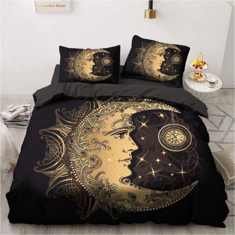 Bettwäsche-Set 155x220cm mit 2 Kissenbezügen 80x80cm, Mandala Design, Mikrofaser