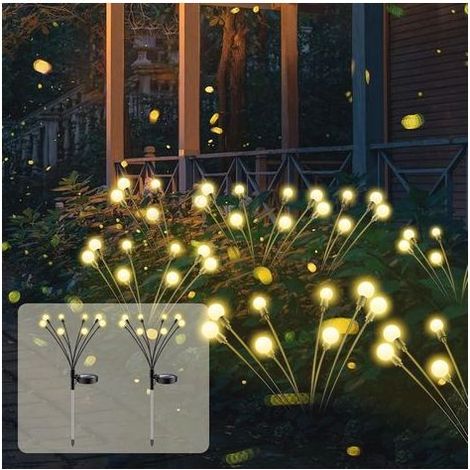 Lampes Solaires Lucioles Exterieures Jardin, 8 LED Lumière Solaire Extérieure Luciole IP65 Étanche Blanc Chaud, Firefly Lampes Solaires Extérieures pour Jardin Balcon Allée Terrasse, 2 Pièces (1/5)
