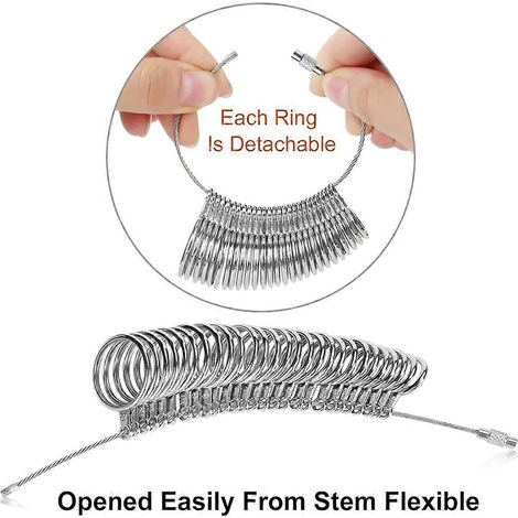 Set aus Metallringmessgeräten mit Messdorn für Finger. Ringmessung: wie abgebildet. (1/5)