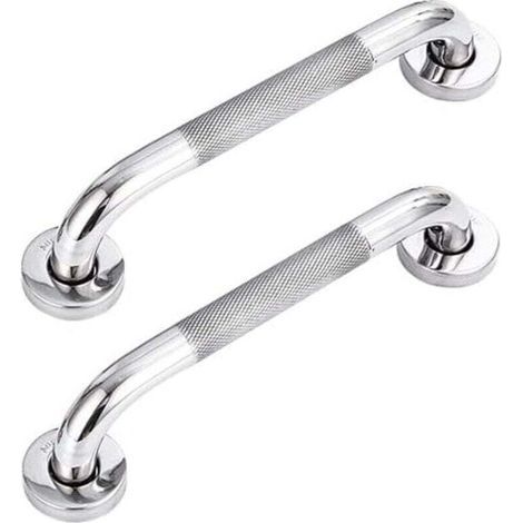 Set of 2 stainless steel 304 bathroom grab bars with non-slip grip, for bathtub, toilet, bathroom, stair railing (1/4)