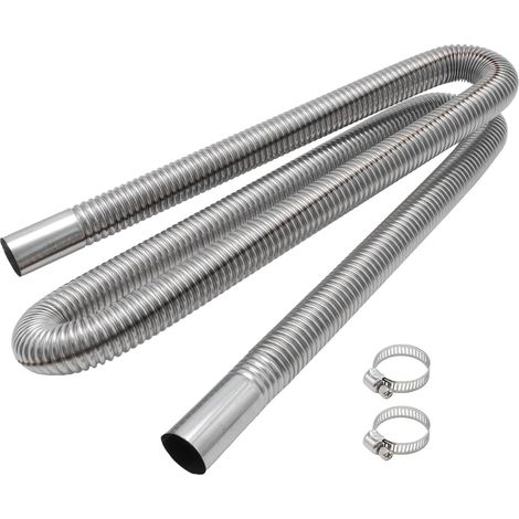 Tuyau d'échappement de 150 cm x 24 mm pour chauffage auxiliaire avec 2 colliers de serrage, convient pour les systèmes de chauffage et de ventilation (1/5)