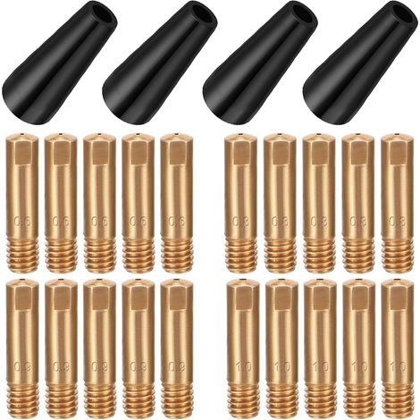 Torche de soudage MIG/MAG 14AK MB14 15AK MB15 Buse à fil fourré Kit de buse de contact Diffuseur Buse Airless 0.6 mm 0.8 mm 0.9 mm 1.0 mm Buses conductrices Pistolet de soudage Consumables