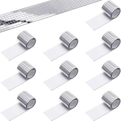 Carreaux de mosaïque miroir auto-adhésifs (5 x 5 mm) de 10 mètres, autocollants muraux en verre miroir, mini autocollants carrés en mosaïque de verre, adaptés aux décorations de fête disco DIY. (1/5)