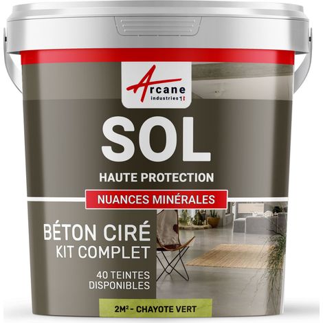 Béton ciré sol en kit, primaire et vernis de finition inclus - 2 m² (en 2 couches) Chayote Vert - ARCANE INDUSTRIES