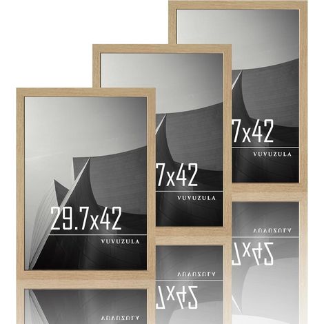 Fotorahmen Set A3 Holz Bilderrahmen 30x42cm MDF Rahmen Natur Acrylglas Beige (1/5)
