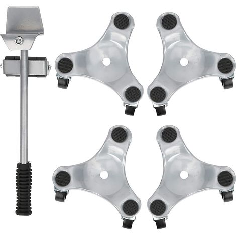 Kit de Déménagement et de Levage de Meubles avec 4 Curseurs, roulettes pour Meubles à 3 Roues Plaque Mobile de Levage en Argent pour Objets Lourds Portant 400KG (1/5)